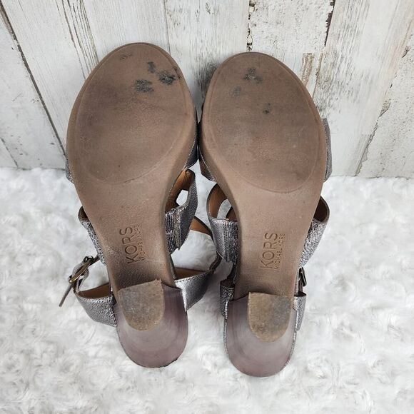 Michael Kors Slingback Metallic Silver Sandals Size 8.5 - Picture 7 of 9